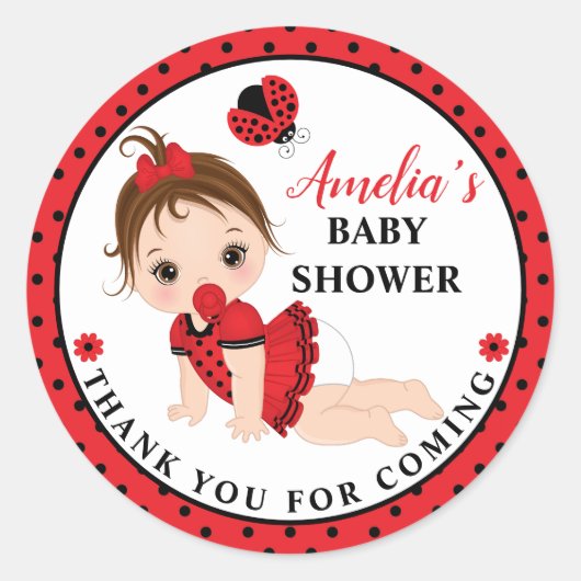 Sticker rond classique Baby shower de la fille Lad (Devant)