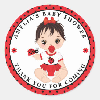 Sticker rond classique Baby shower de la fille Lad