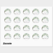 Sticker rond classique Baby shower Eucalyptus (Feuille)