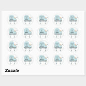 Sticker rond classique baby shower garçon (Feuille)