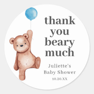 Sticker rond classique Baby shower pour ours en pe