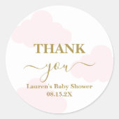 Sticker rond classique Baby shower rose nuage (Devant)