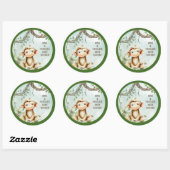 Sticker rond classique Baby shower singe (Feuille)