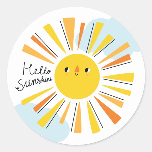 Sticker rond classique Baby shower Sunshine (Devant)