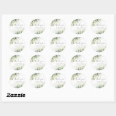 Sticker rond classique Baby shower vert (Feuille)