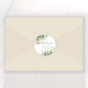 Sticker rond classique Baby shower vert