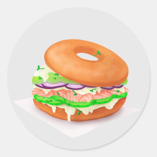 Sticker rond classique Bagel Saumon (Devant)