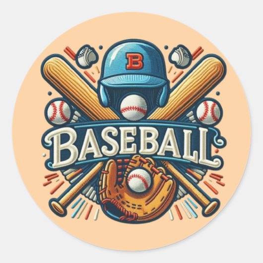 Sticker Rond Classique Baseball Essentials / Stylish Retro Lege (Devant)