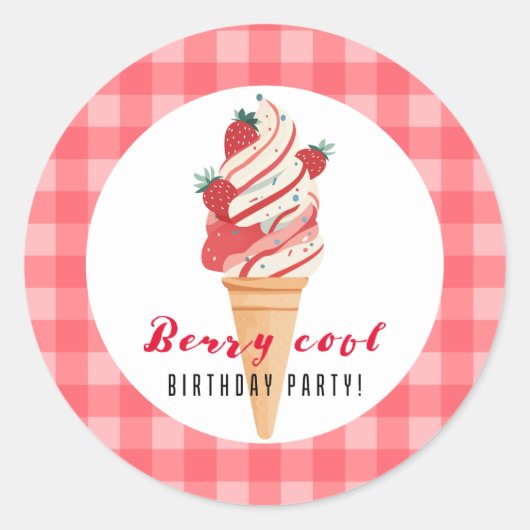 Sticker rond classique Berry Cool Anniversaire (Devant)