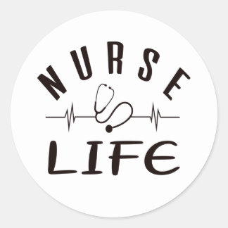 Sticker rond classique blanc Nurse Life
