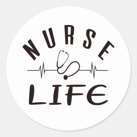 Sticker rond classique blanc Nurse Life (Devant)