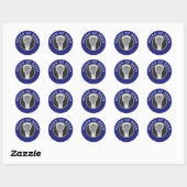 Sticker rond classique bleu Lacrosse Seniors (Feuille)