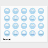 Sticker rond classique bleu première communion (Feuille)