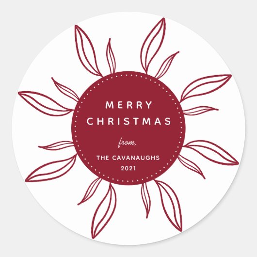 Sticker rond classique Bohême Wreath Holiday (Devant)