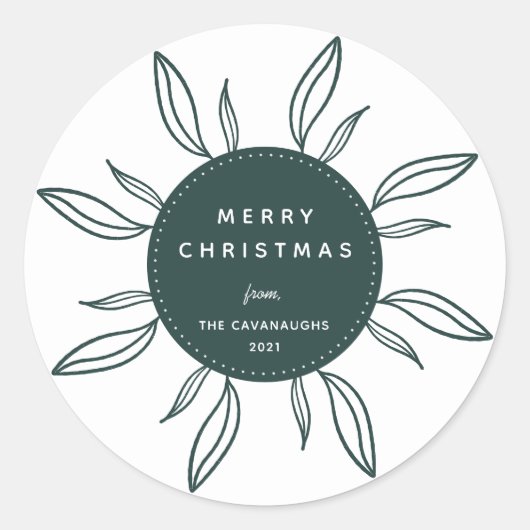 Sticker rond classique Bohême Wreath Holiday (Devant)