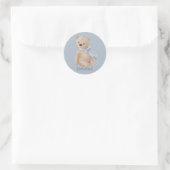 Sticker rond classique Boho bébé ours en peluche (Sac)