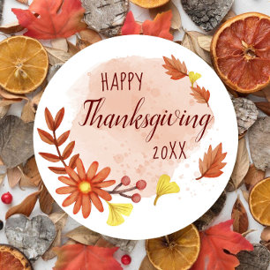 Sticker rond classique bon thanksgiving automne