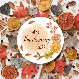 Sticker rond classique bon thanksgiving automne