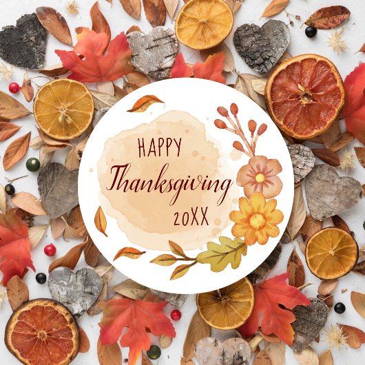 Sticker rond classique bon thanksgiving automne