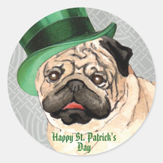 Sticker rond classique Carlin de la Saint Patrick (Devant)