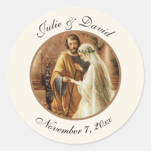 Sticker Rond Classique catholique Mariage de chambre de mariée  (Devant)