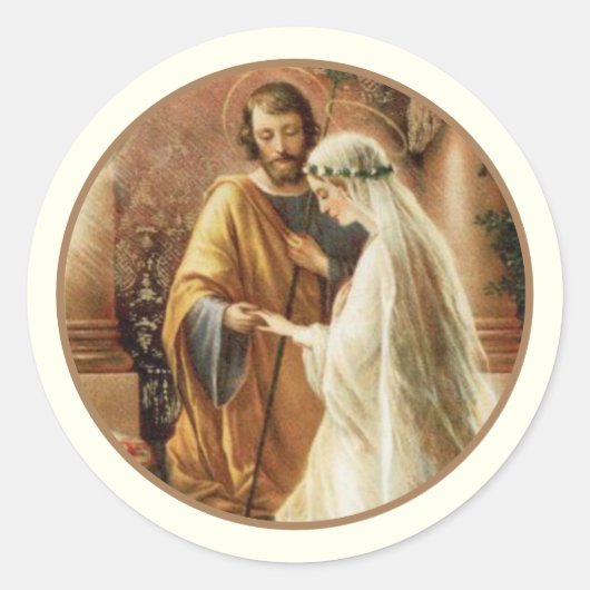 Sticker Rond Classique catholique Mariage de chambre de mariée  (Devant)