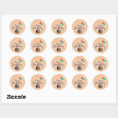 Sticker rond classique "C'est mon anniversaire" (Feuille)