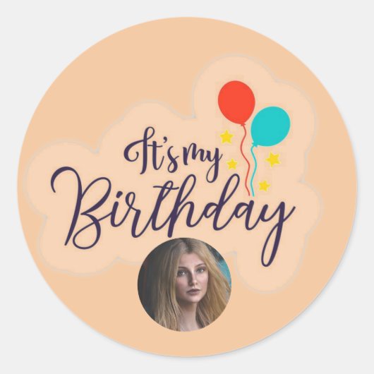 Sticker rond classique "C'est mon anniversaire" (Devant)