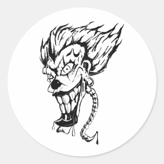 Sticker rond classique clown malin (Devant)
