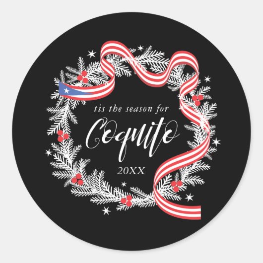 Sticker rond classique Coquito Christmas Wreath (Devant)