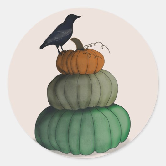 Sticker rond classique corbeau d'Halloween (Devant)