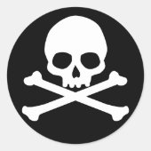 Sticker rond classique crâne simple et os croisés (Devant)