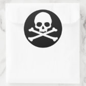 Sticker rond classique crâne simple et os croisés (Sac)