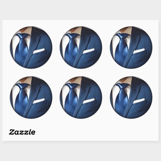 Sticker rond classique Cravate bleue (Feuille)