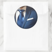 Sticker rond classique Cravate bleue (Sac)