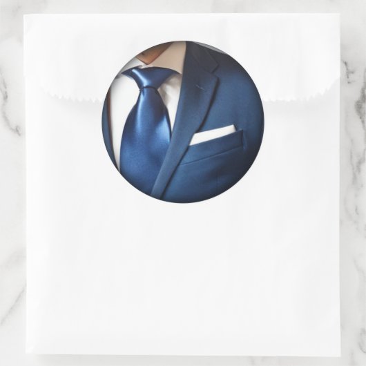 Sticker rond classique Cravate bleue (Sac)