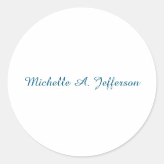 Sticker Rond Classique Créatif tendance Bleu Océan Blanc