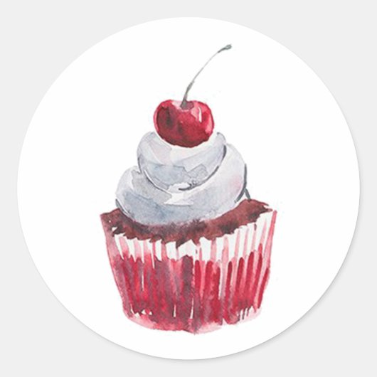 Sticker rond classique Cupcake (Devant)
