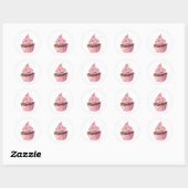 Sticker rond classique Cupcake (Feuille)