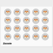 Sticker rond Classique Cute Fox (Feuille)