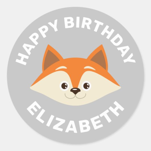Sticker rond Classique Cute Fox (Devant)