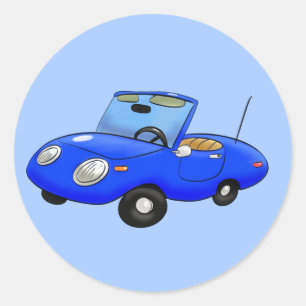 Sticker rond Classique Cute Little Convertible