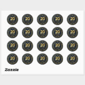 Sticker rond classique de 20 ans (Feuille)
