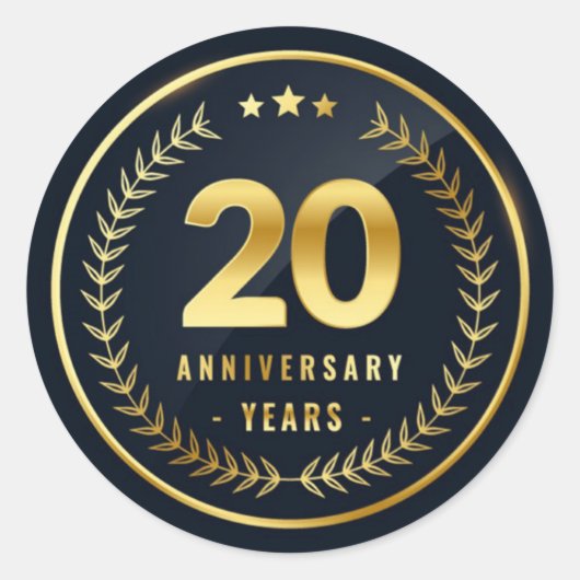 Sticker rond classique de 20 ans (Devant)