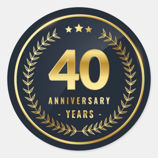 Sticker rond classique de 40 ans (Devant)