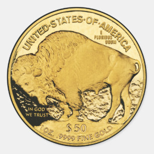 Sticker rond classique de 50 dollars de bison d'or