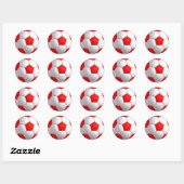 Sticker rond classique de balle de football rouge (Feuille)