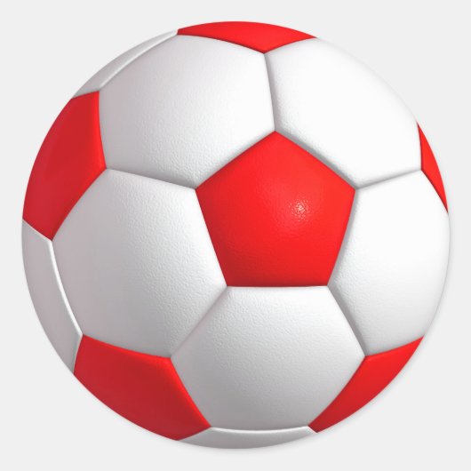 Sticker rond classique de balle de football rouge (Devant)