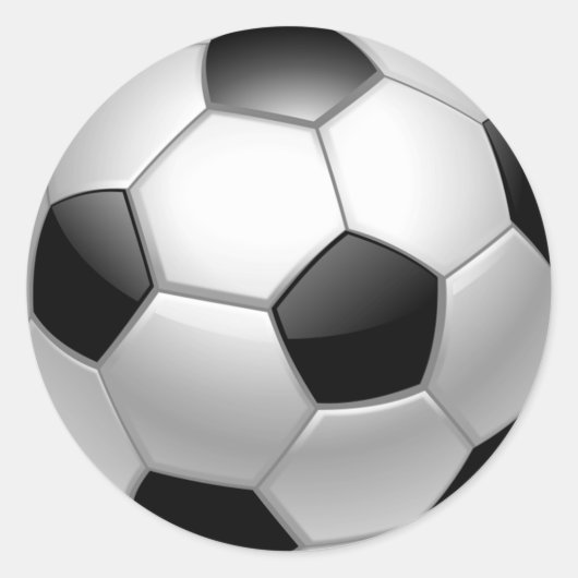 Sticker rond classique de balle de soccer noir et  (Devant)