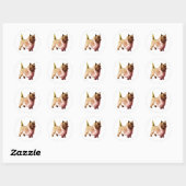 Sticker rond classique de Cairn Terrier (Feuille)